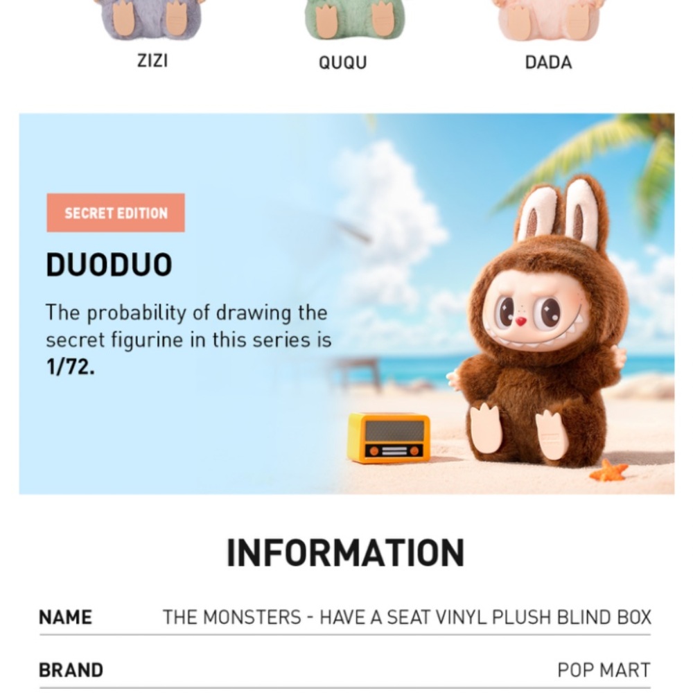 Pop Mart New Labubu The Monsters “Have a Seat”Secret Duoduo Sealed Box Authentic